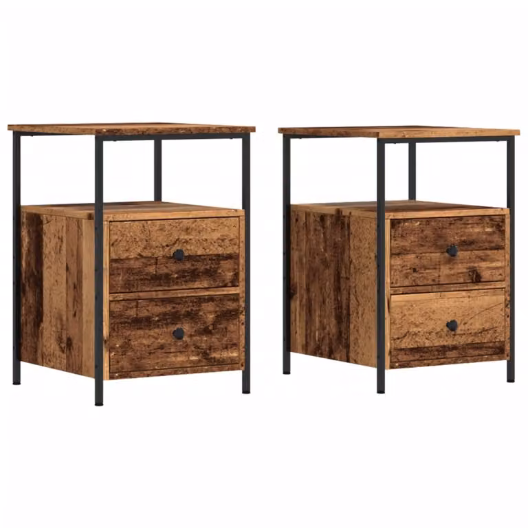 Set de 2 mesitas de noche vidaXL en madera color marrón, An/P/Al: 34 x 35,5 x 50 cm