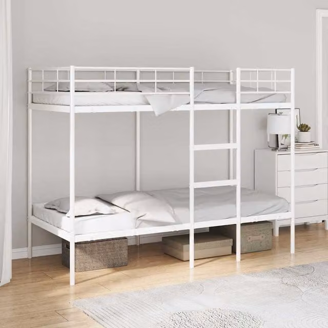 Litera de dos niveles Maison Exclusive en metal color blanco para niños An/P/Al: 200 x 90 x 150 cm
