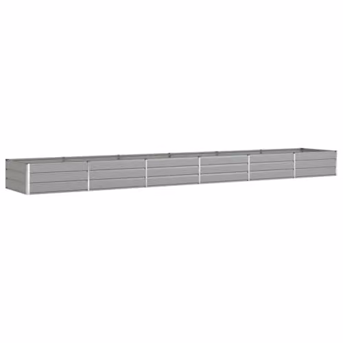 Jardinera rectangular Helloshop26 de acero galvanizado color gris, An/P/Al: 195 x 100 x 45 cm