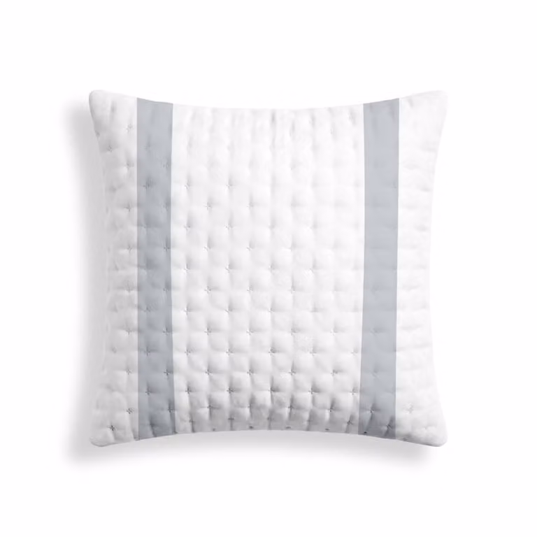 Funda de almohada reversible de microfibra con diseño de rayas en color plata, blanco y gris, An/P/Al: 65 x 65 cm