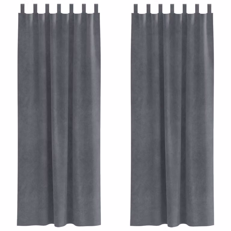 Set de 2 cortinas blackout de terciopelo vidaXL en gris, An/Al: 140 x 225 cm