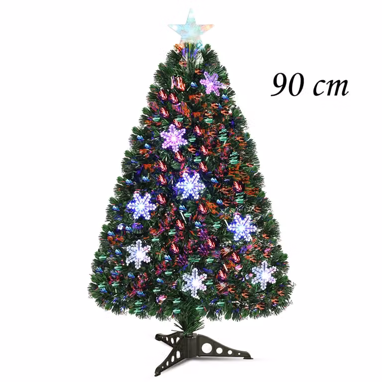 Árbol de Navidad Artificial Costway de 90 cm con Luces LED Multicolor y Base de Metal en Color Negro