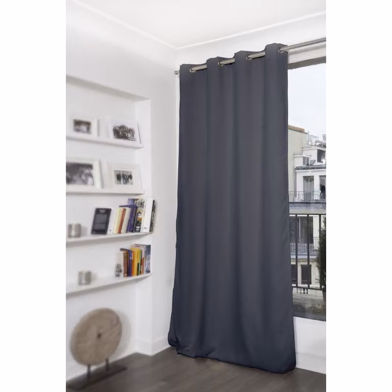 Cortina opaca Moondream LumenControl con ollaos, color gris, An/Al: 140 x 180 cm