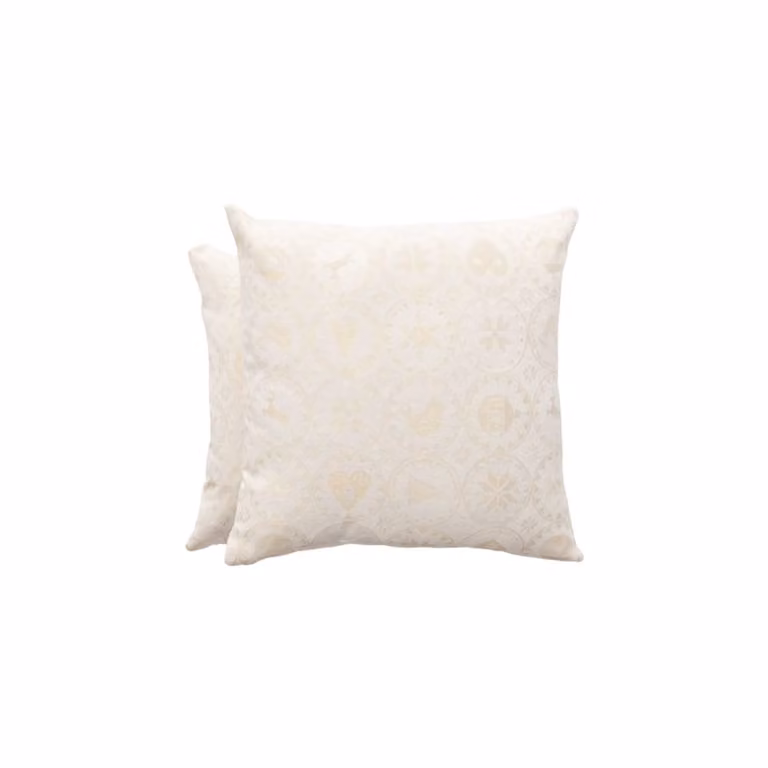 Lote de 2 fundas de cojín navideñas Gamusi en jacquard de algodón, color beige y blanco, An/An/Al: 45 x 45 x 45 cm