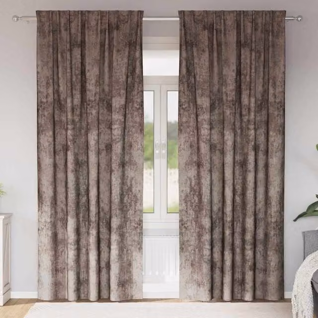 Set de 2 cortinas de terciopelo vidaXL con ojetes, color beige, efecto blackout y térmico, An/Al: 143 x 260 cm