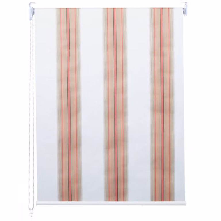 Estor enrollable Mendler HWC-D52 con diseño de rayas, térmico y opaco, An: 70 cm, Al: 230 cm, colores blanco, rojo y beige
