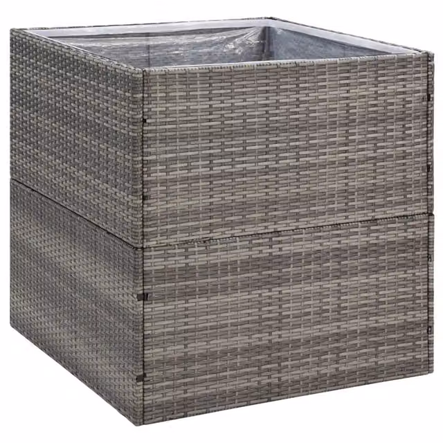 Macetero cuadrado moderno de resina tejida gris para exterior An/P/Al: 80 x 80 x 80 cm