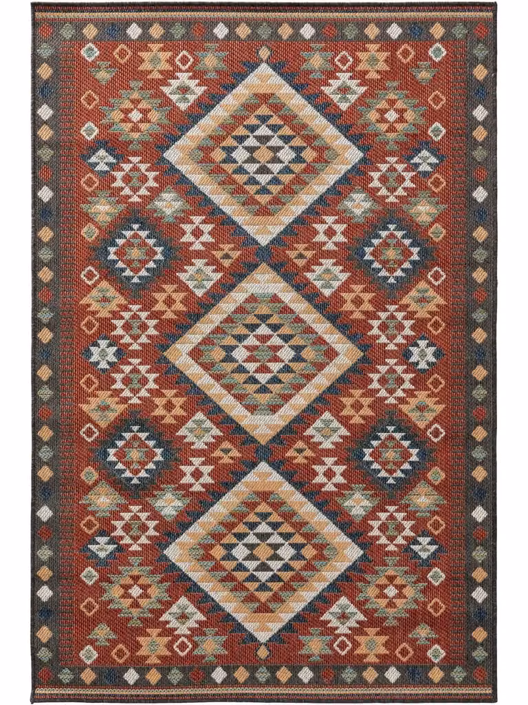 Alfombra Benuta de estilo étnico para interior y exterior en color rojo, An/P: 200 x 290 cm