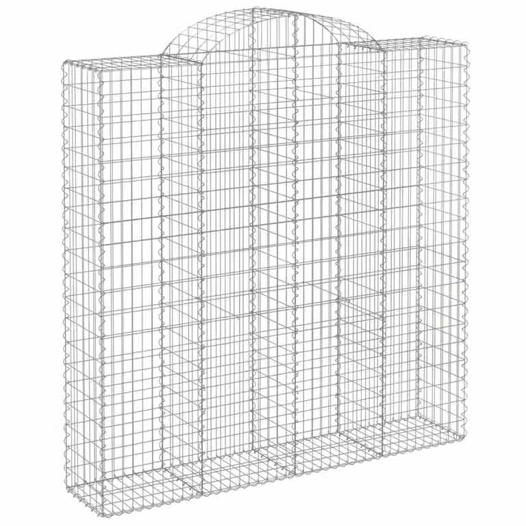 Cesta gaviones con forma de arco vidaXL de hierro galvanizado color plata An/P/Al: 200 x 50 x 200/220 cm