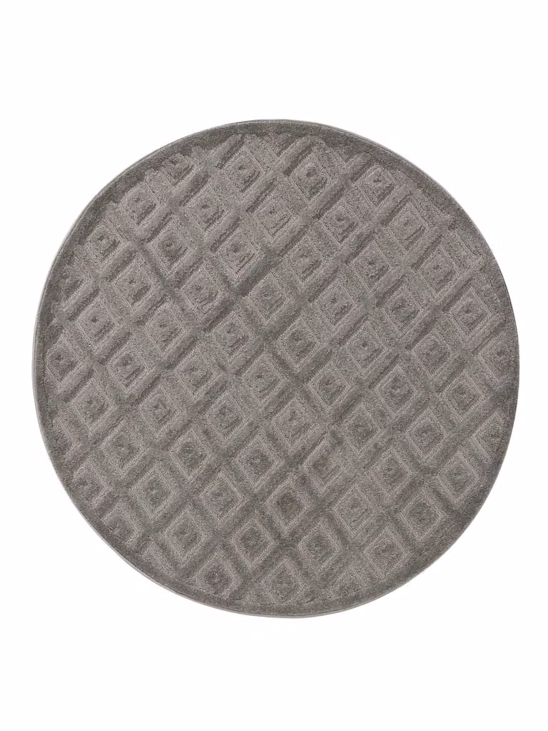 Alfombra redonda Benuta de diseño geométrico moderno en color gris claro, Diámetro: 200 cm