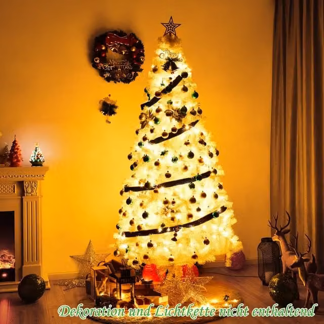 Árbol de Navidad artificial NORTHIX de color blanco con soporte de metal, Altura: 210 cm