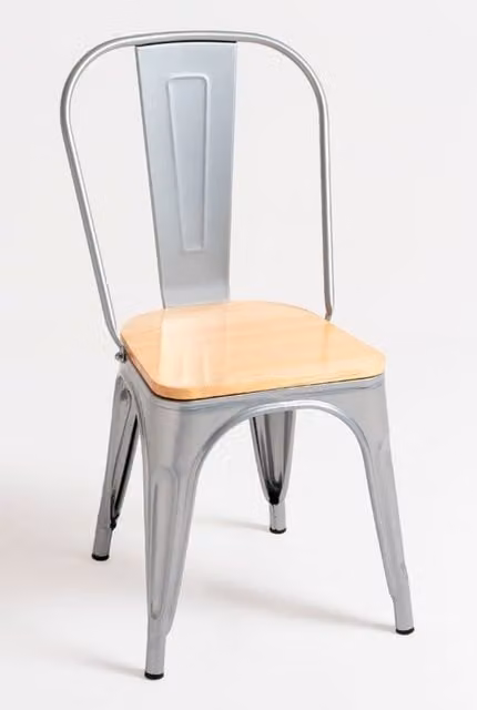 Pack de 2 sillas de comedor Torix de Regalos Miguel en madera natural y gris metalizado con estilo industrial y apilables