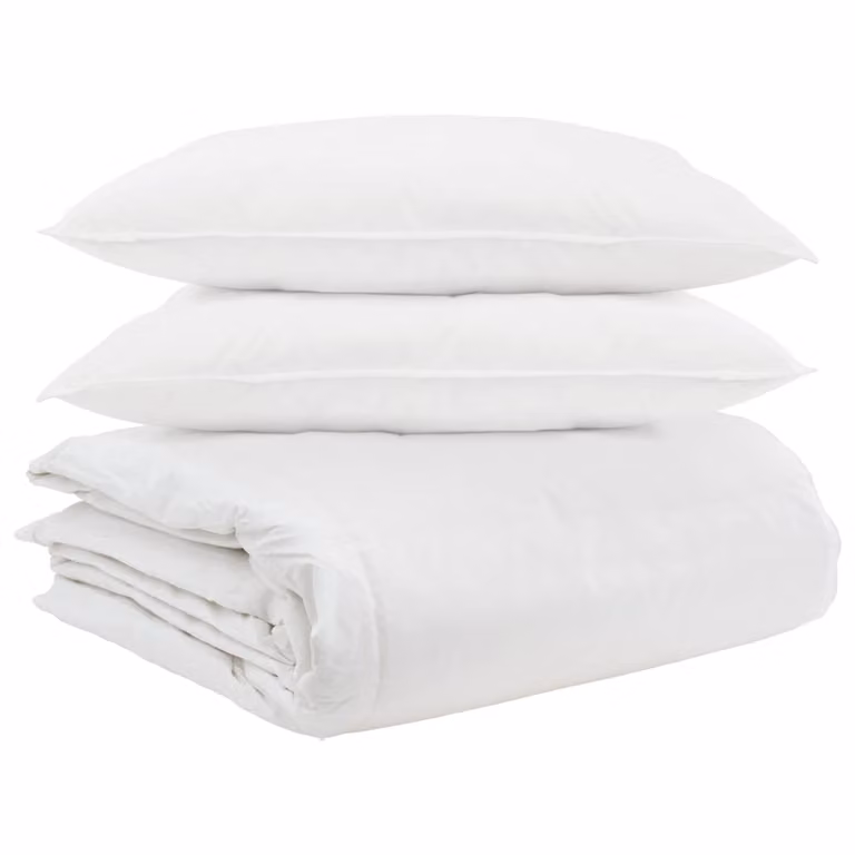 Juego de edredón y almohada de 3 piezas vidaXL de plumas de pato y algodón, color blanco, verano, 200 x 220 cm