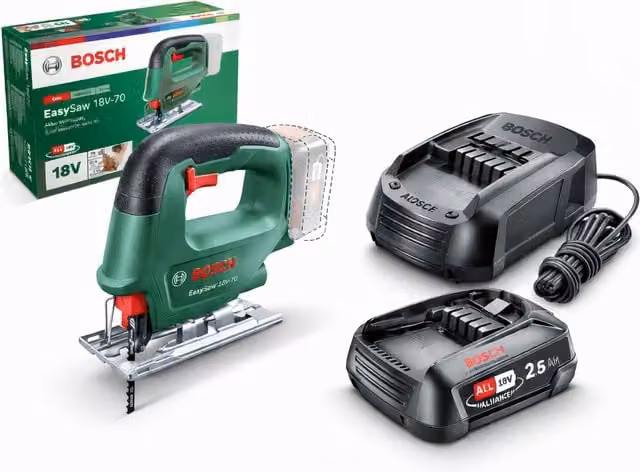 Sierra de calar Bosch de 18V recargable en color verde