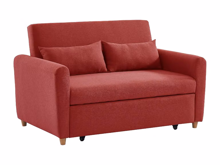 Sofá cama de 2 plazas Ayla de Vente-Unique en color rojo con tapizado de tela y medidas de 140x190 cm