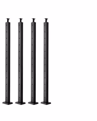 Juego de 4 postes de barandilla de cable VEVOR en acero inoxidable SUS304 color negro mate, incluye soporte horizontal y curvo, Altura: 106,7 cm, Ancho: 5 cm, Profundidad: 5 cm