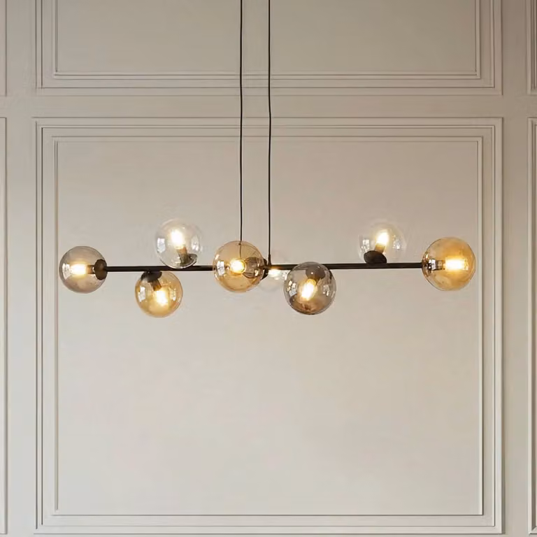 Lámpara colgante Glassy de EMIBIG LIGHTING en negro y vidrio transparente, atenuable para salón o comedor