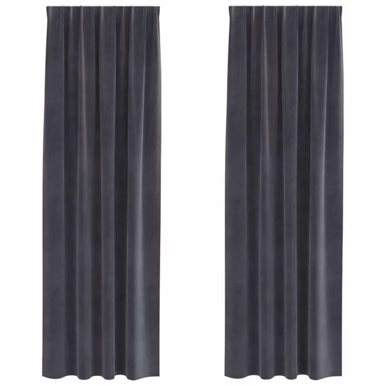Set de 2 cortinas blackout de terciopelo vidaXL en gris, An/Al: 140 x 225 cm