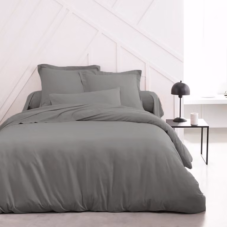 Funda nórdica reversible Mevak Living para cama de 105 cm, color plata y gris, mezcla de algodón y poliéster