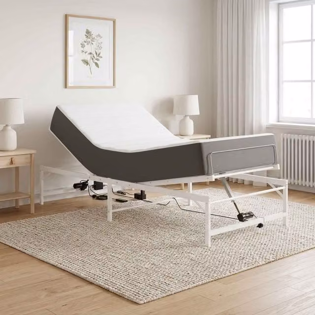 Estructura de cama ajustable eléctrica vidaXL de metal en color blanco, An/P/Al: 90 x 200 x 49 cm