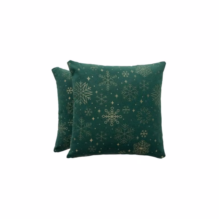 Lote de 2 fundas de cojín de Navidad Gamusi en jacquard de algodón y poliéster, color verde, 45 x 45 cm