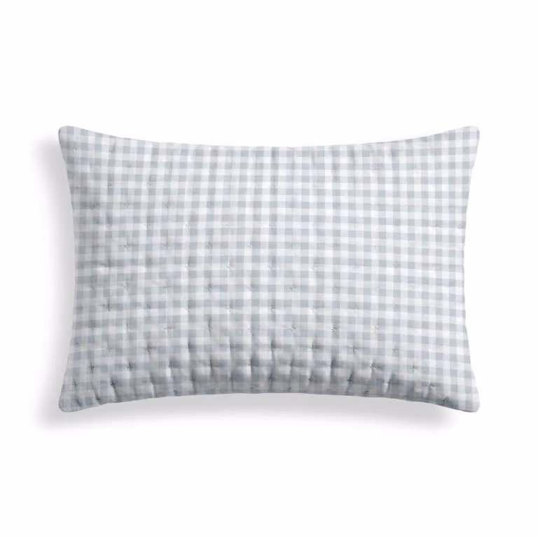 Funda de almohada reversible de microfibra con diseño de cuadros en azul y blanco, An/P/Al: 50 x 80 cm