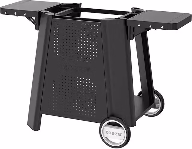 Carro de almacenamiento con ruedas Cozze en acero color negro para parrillas de gas An/Pr/Al: 127 x 64,5 x 74,5 cm