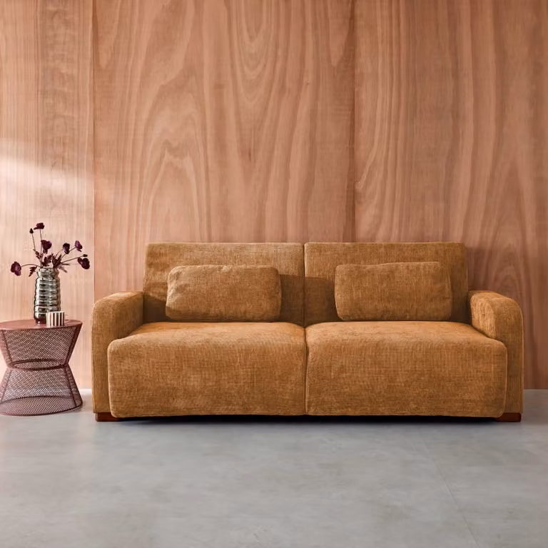 Sofá cama de 3 plazas SWEEEK en tejido de tela lisa, An/P/Al: 211 x 92 x 85 cm