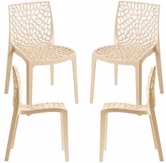 Pack de 4 sillas Root de estilo escandinavo en color beige para adultos