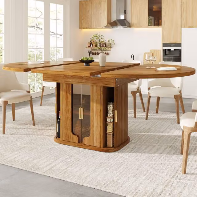 Mesa de comedor extensible Hauss Spole de forma ovalada en color marrón, capacidad para 6 personas, An/P/Al: 118 x 118 x 77 cm (extensible a 158 cm)