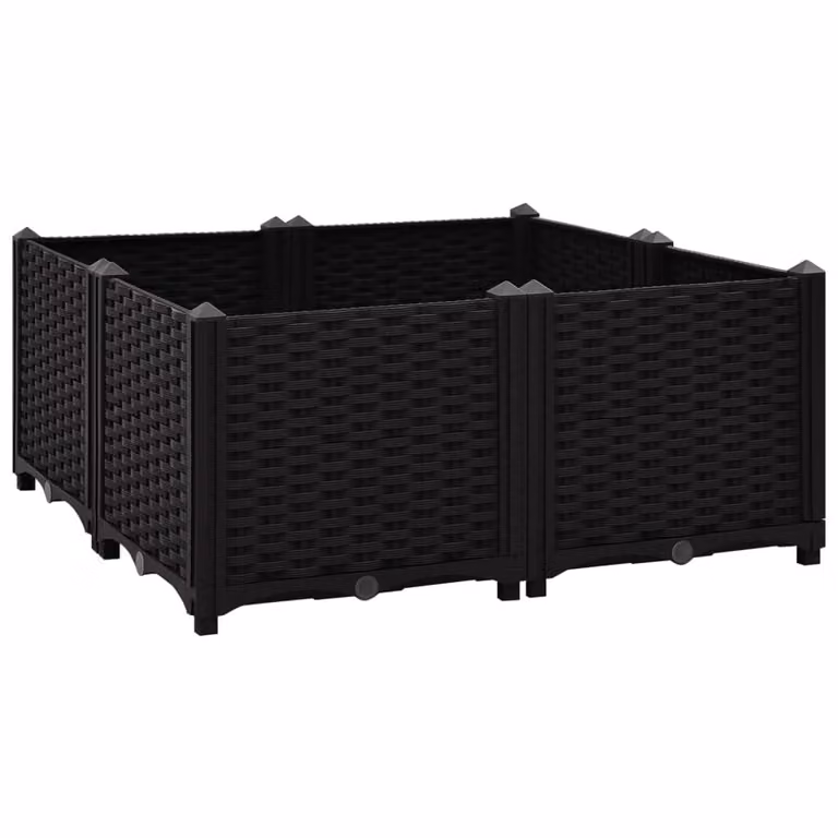 Arriate Syfax de plástico negro para jardín ornamental o huerto An/P/Al: 80 x 80 x 38 cm