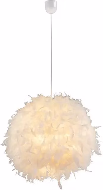 Lámpara colgante Katunga de Globo Lighting en color blanco con acabado textil, forma de esfera, Diámetro: 45 cm, Altura: 120 cm