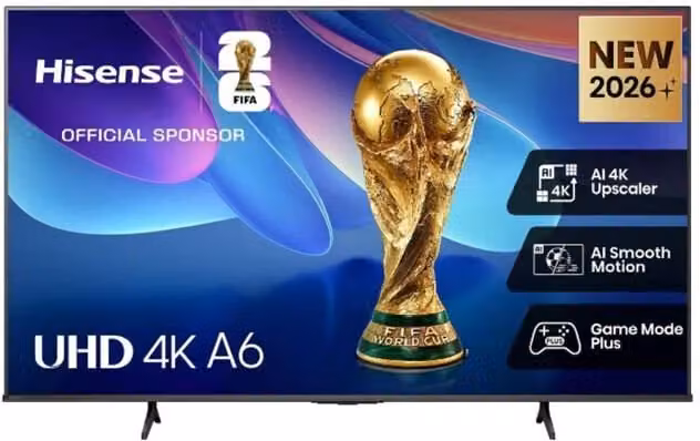 Televisor Smart LED 4K UHD Hisense 50A6S de 50 pulgadas en color negro con WiFi