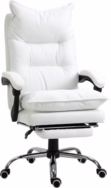 Silla de oficina ergonómica Vinsetto en color blanco con función reclinable, altura ajustable y reposapiés