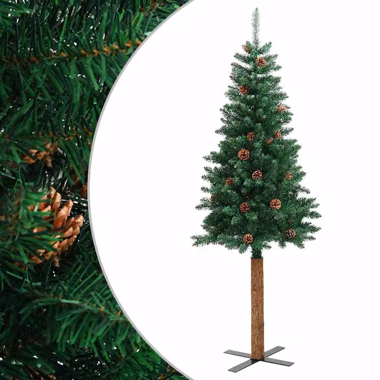 Árbol de Navidad vidaXL de madera auténtica y PVC verde, Altura: 210 cm