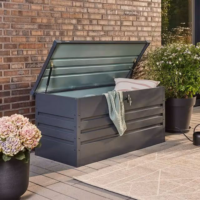 Caja metálica Home Deluxe MEGABOX XXL color antracita An/P: 158 x 64 cm con capacidad de 600l