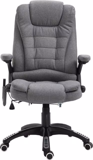 Silla de masaje ergonómica Vinsetto con función de calefacción, altura ajustable y ruedas, color gris, An/P/Al: 68 x 17,5 x 110-120 cm