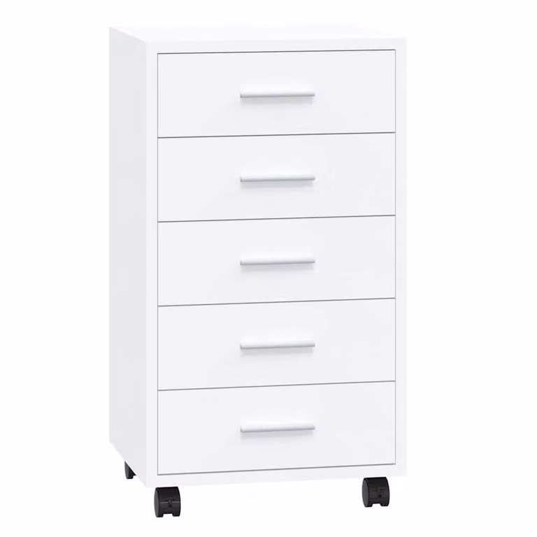 Cajonera con ruedas vidaXL en madera contrachapada y blanco brillante