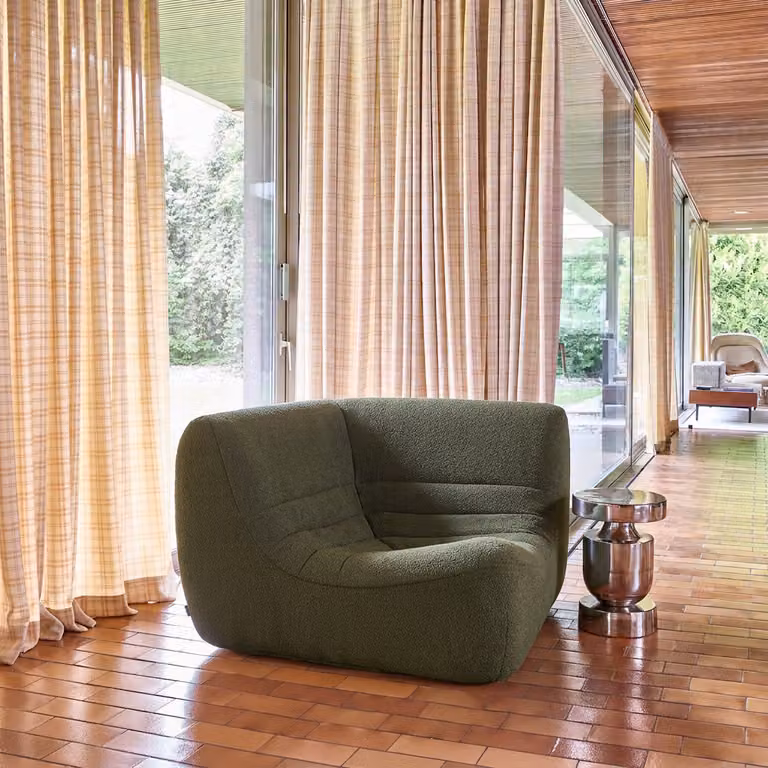 Sillón esquinero de borreguito texturizado SWEEEK en color verde