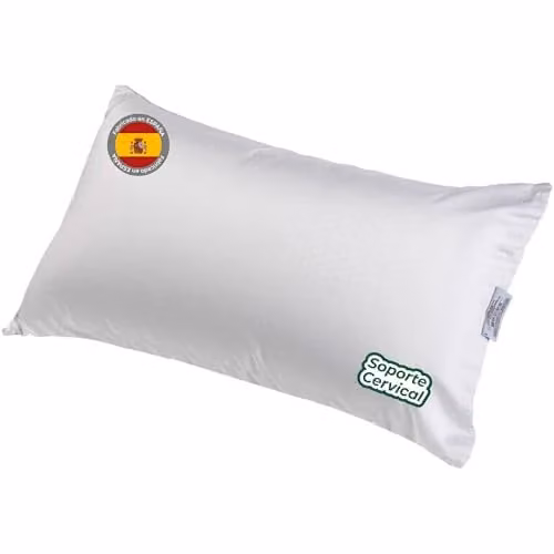 Almohada Aznar de fibra cardada extra firme y extra alta con soporte cervical ergonómico, funda transpirable lavable, An: 90 cm