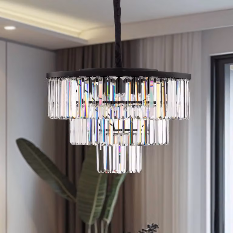 Lámpara colgante de cristal Nowodvorski Lighting, atenuable, color transparente y negro, ideal para salón o comedor