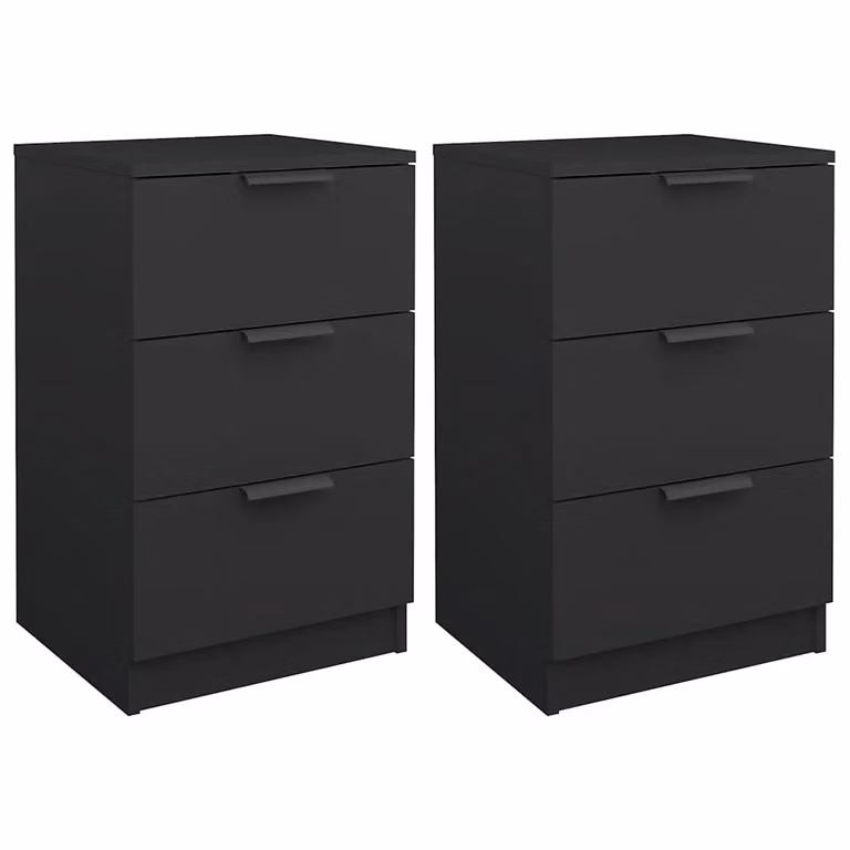 Set de 2 mesitas de noche modernas vidaXL en color negro para dormitorio, An/P/Al: 40 x 36 x 65 cm