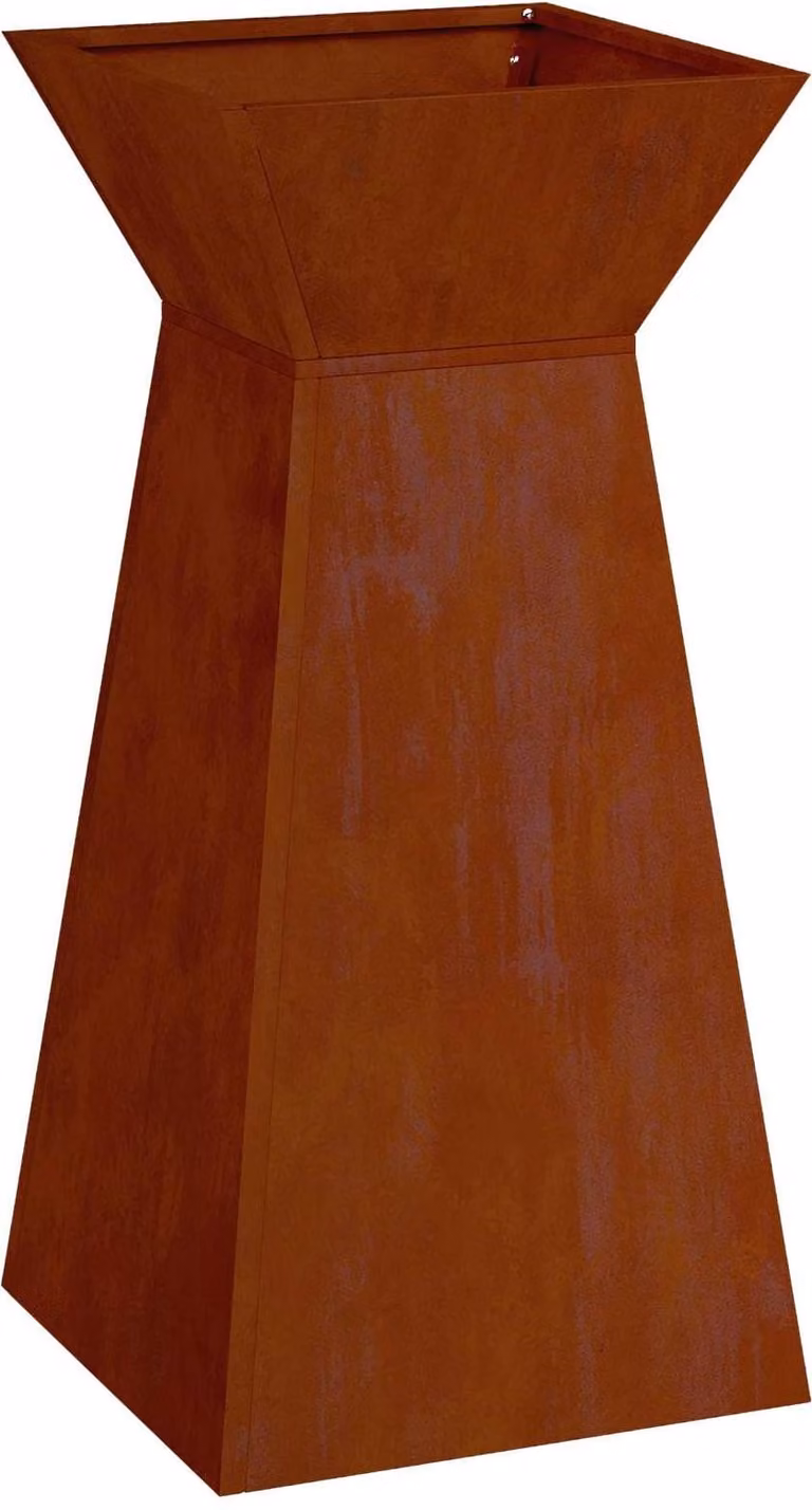 Set de 2 macetas Syfax Pilar color plateado y marrón, An/P/Al: 35 x 35 x 73 cm