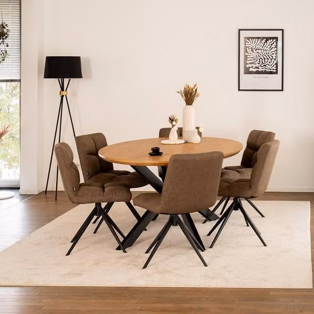Mesa de comedor Home Deluxe AVENTIS ovalada con base de estrella en roble claro An/P/Al: 200 x 120 x 76 cm