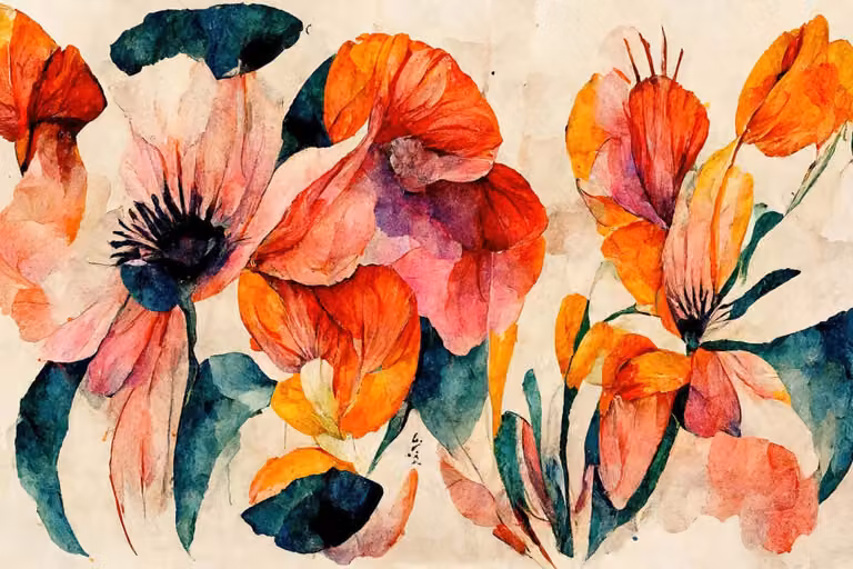 Cuadro de flores amapola y acuarela Hexoa, impresión botánica sobre lienzo rosa, An/P/Al: 90 x 60 x 1 cm