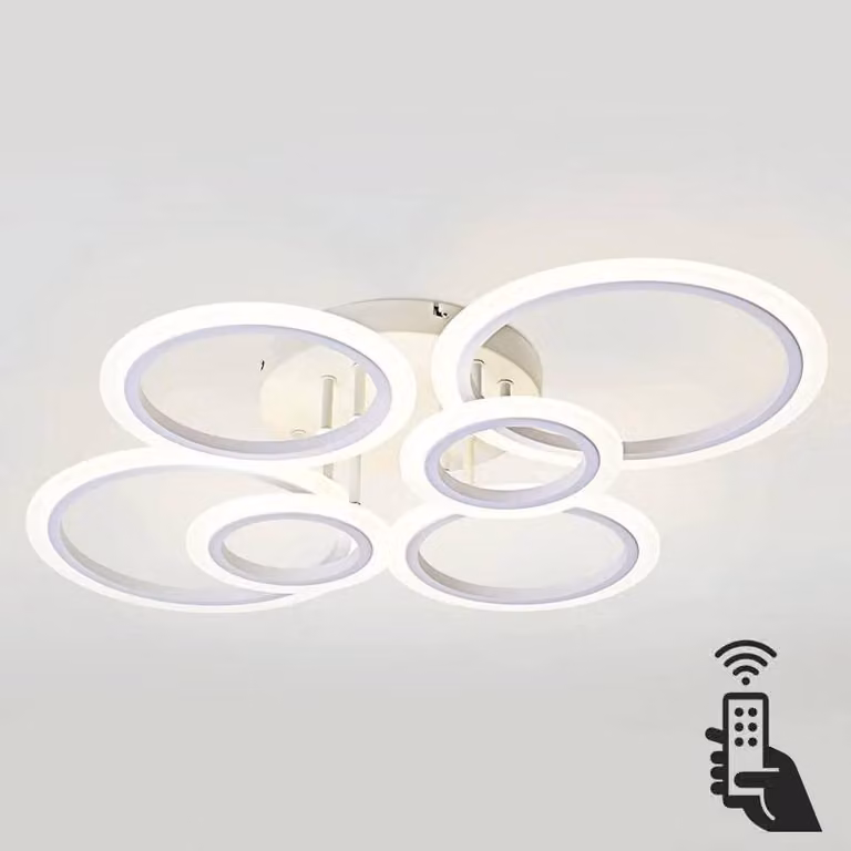 Luminaria LED Cycle LEDBOX Blanca de 6 Aros con Control WiFi, Mando a Distancia y CCT Regulable 0-10V (3000-4000-6000K)