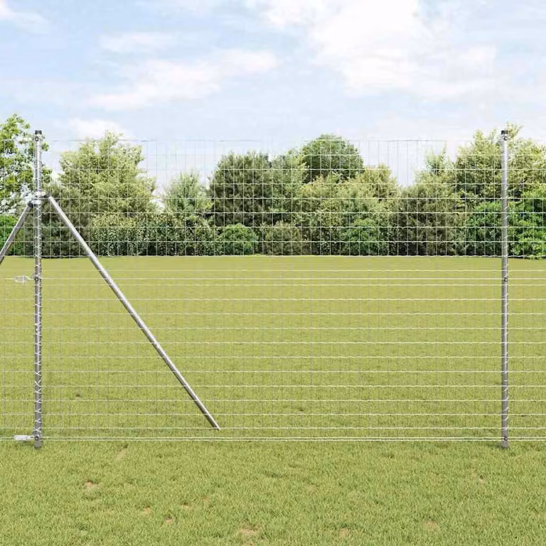 Post de fijación de suelo Syfax para valla Euro Outdoor redondo, color plateado, para hormigón