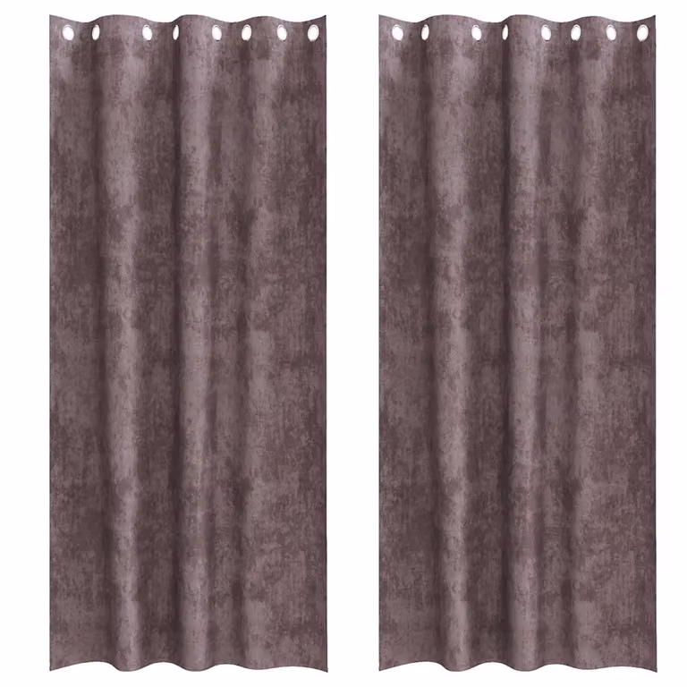 Juego de 2 cortinas de terciopelo opacas vidaXL en color marrón con aislamiento térmico, An/Al: 140 x 225 cm