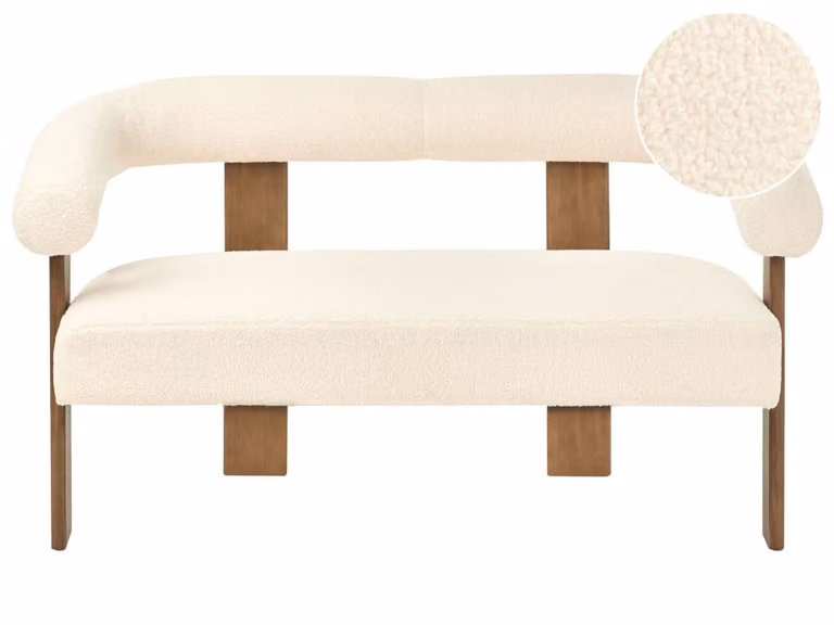 Sofá de 2 plazas Beliani en tejido boucle blanco para salón de estilo moderno
