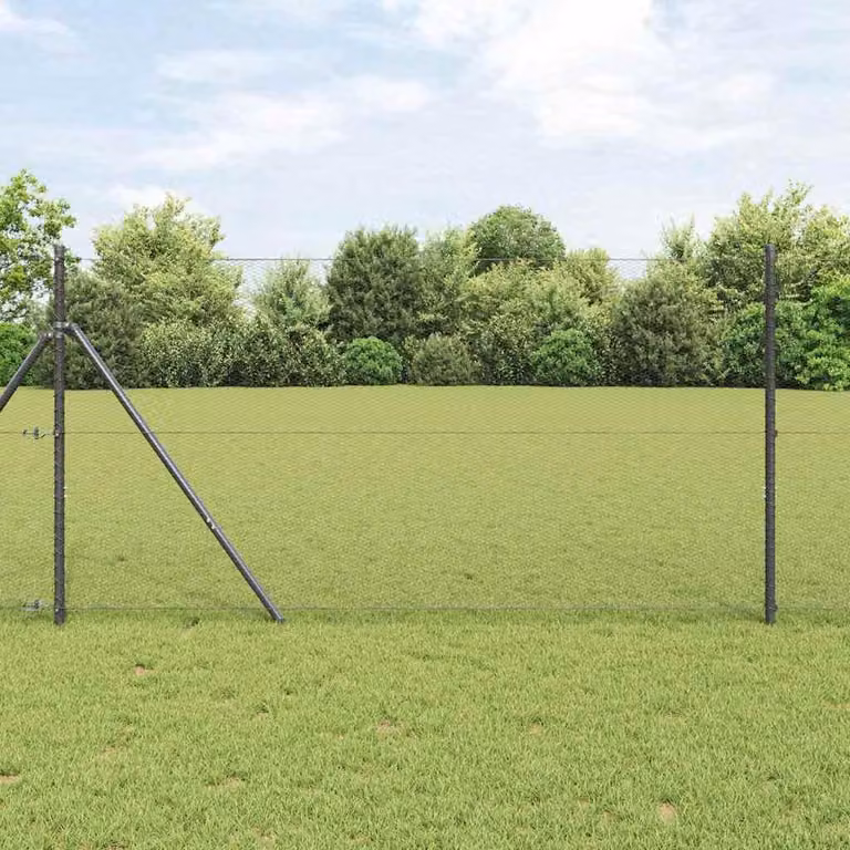 Malla de valla hexagonal Syfax de acero y PVC en color gris, An/Al: 25 x 140 cm